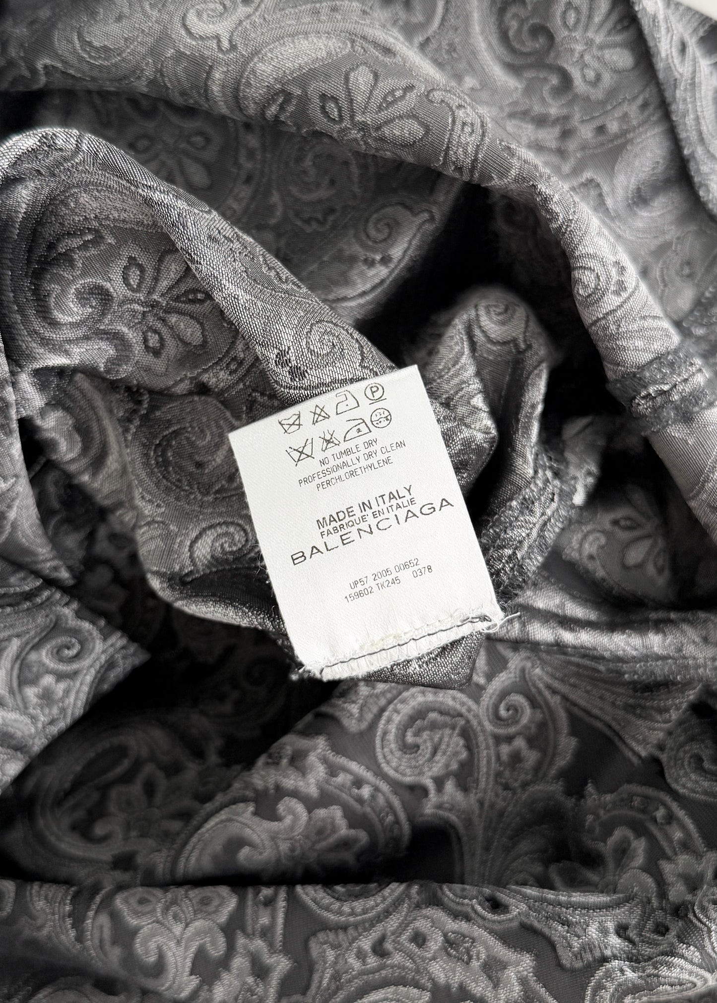 Balenciaga Gray Silver Jacquard 100% Silk Mini Skirt (38 or US 6)