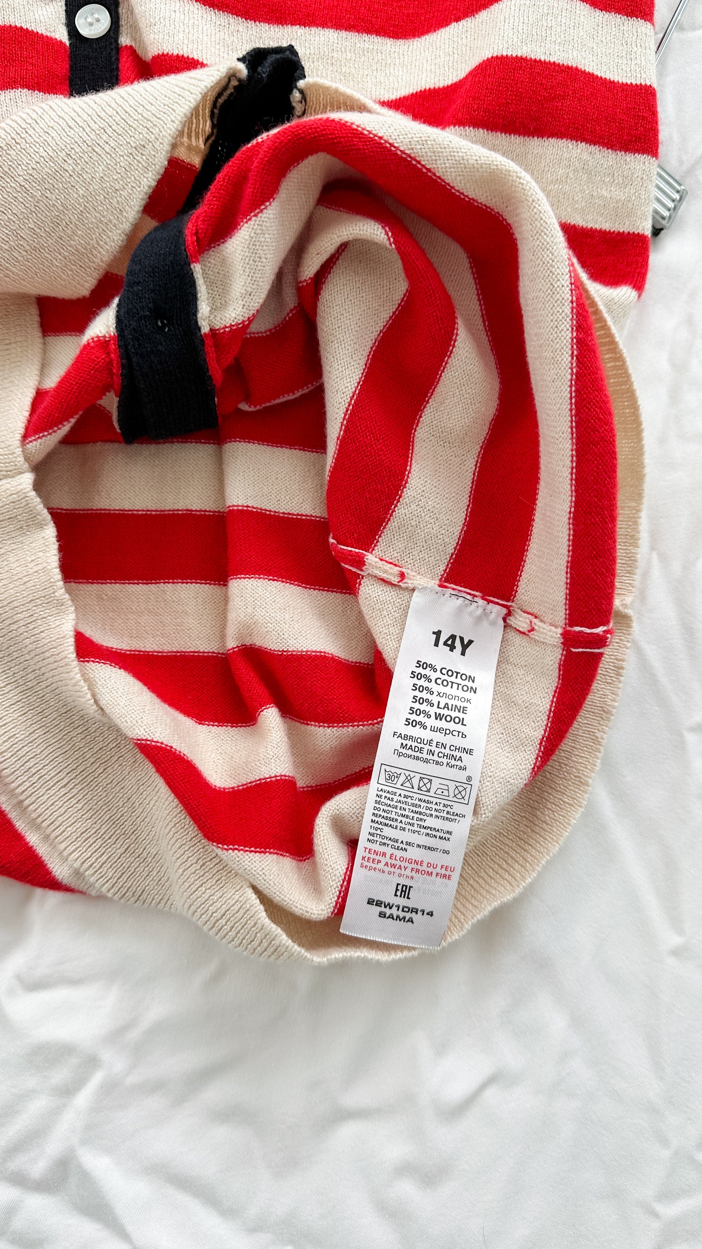 Sonia Rykiel Red Stripe Cotton Wool Button Down Knit Tunic Dress