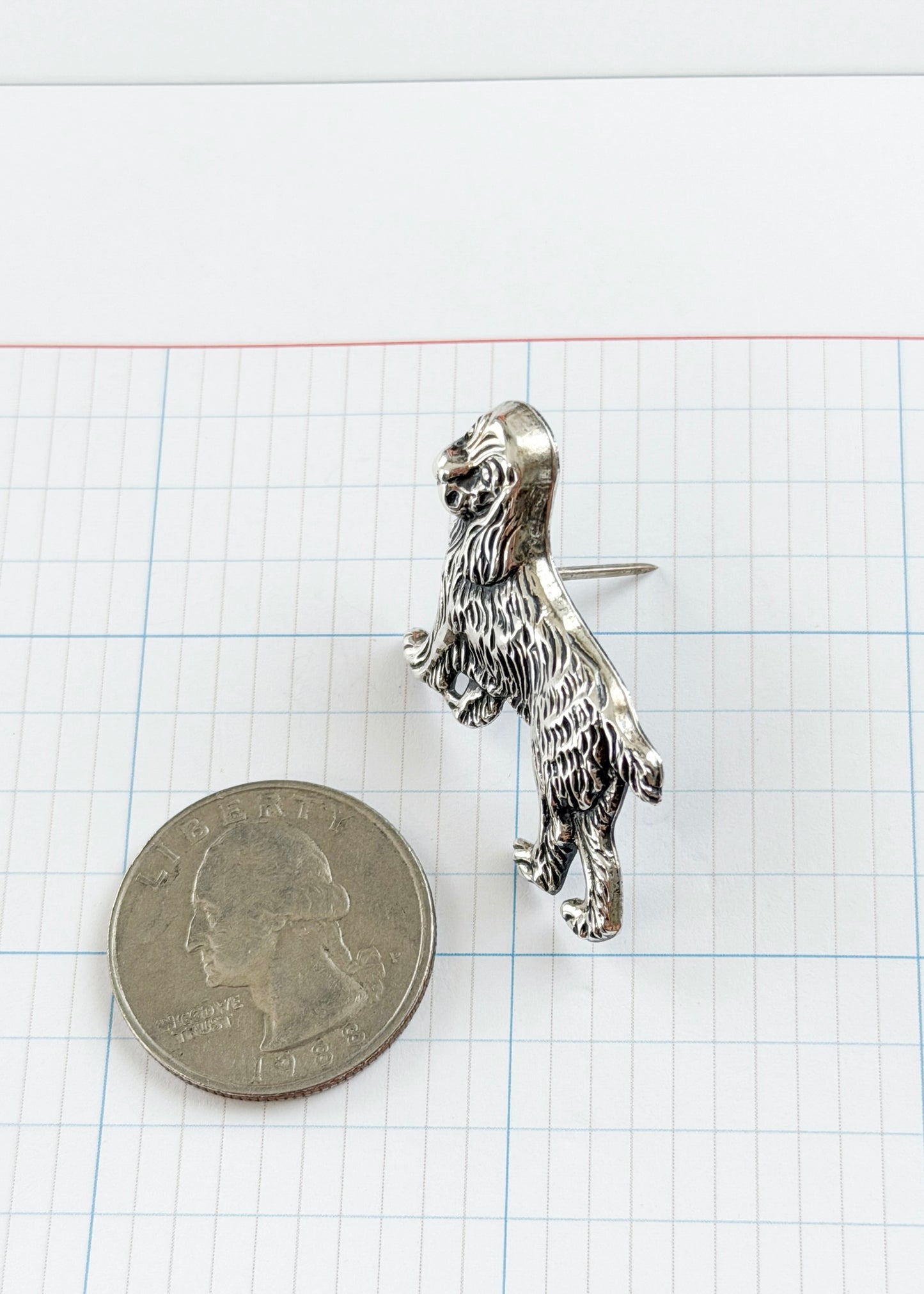 Vintage Beau Sterling Silver Spanial Dog Brooch | Mid-Century Animal Pin