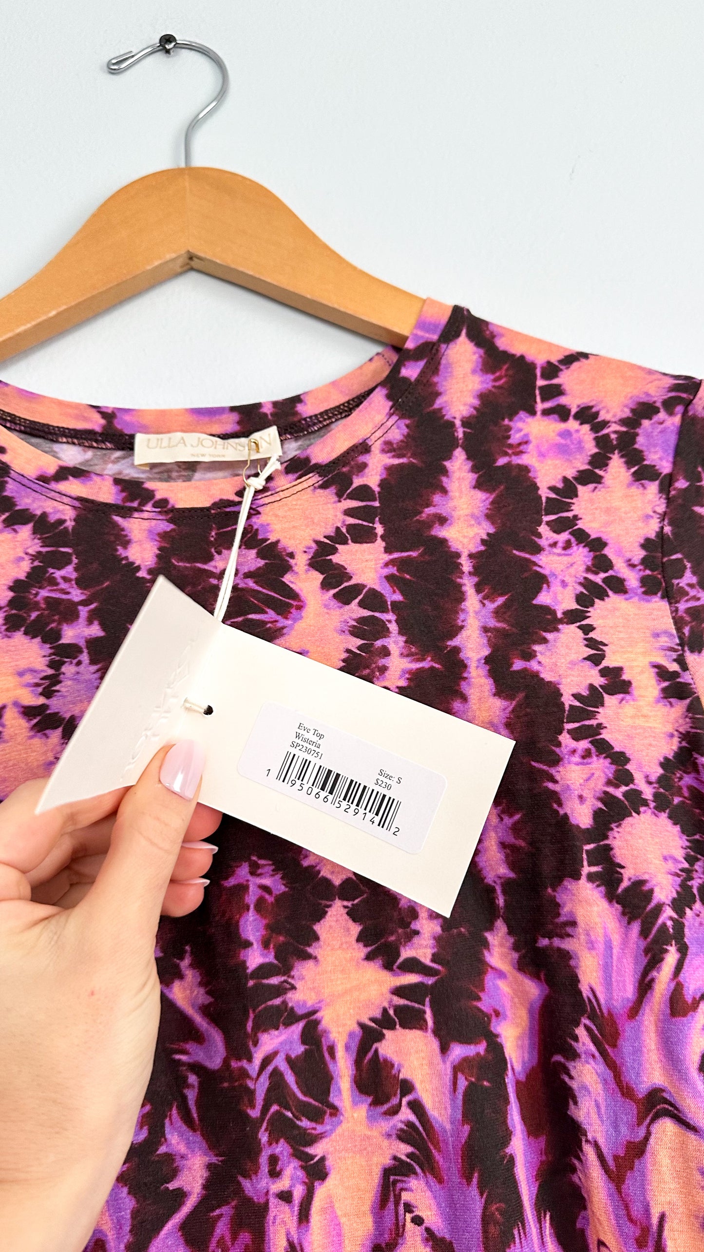 NEW Ulla Johnson Eve Top in Wisteria Purple Pink Tie Dye (S)