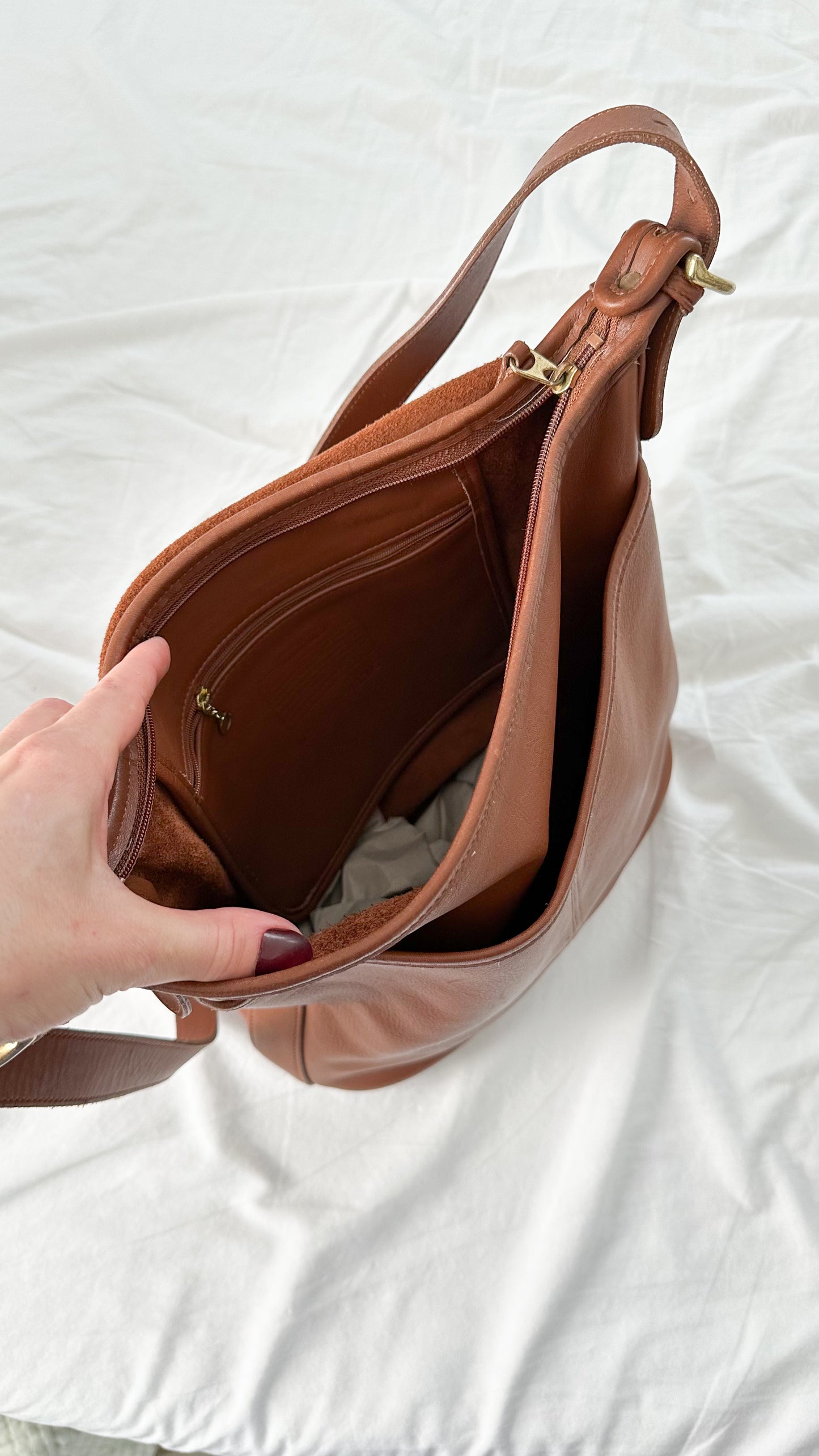 Vintage 90s Coach Whitney Bag in British Tan Leather Shoulder Purse # 4115