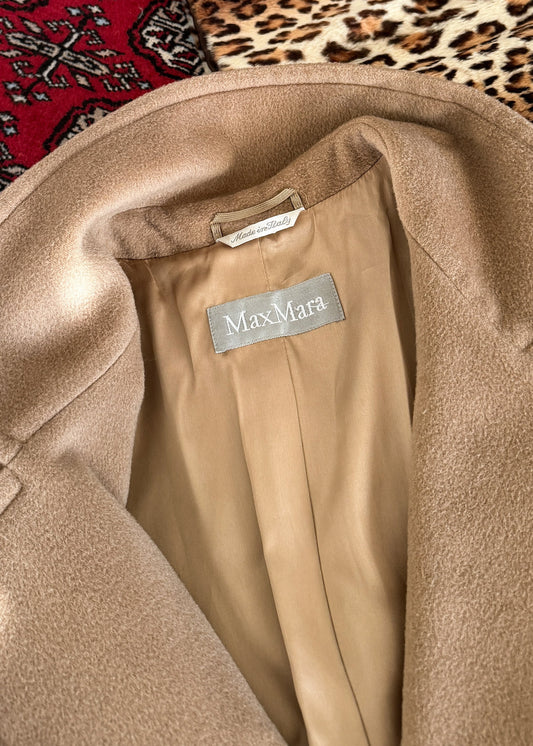 Max Mara Camel Brown Virgin Wool Mid Length Winter Coat (US 14)