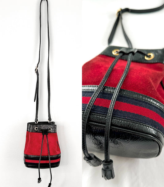 Gucci Small Ophidia Red Suede Bucket Bag Purse