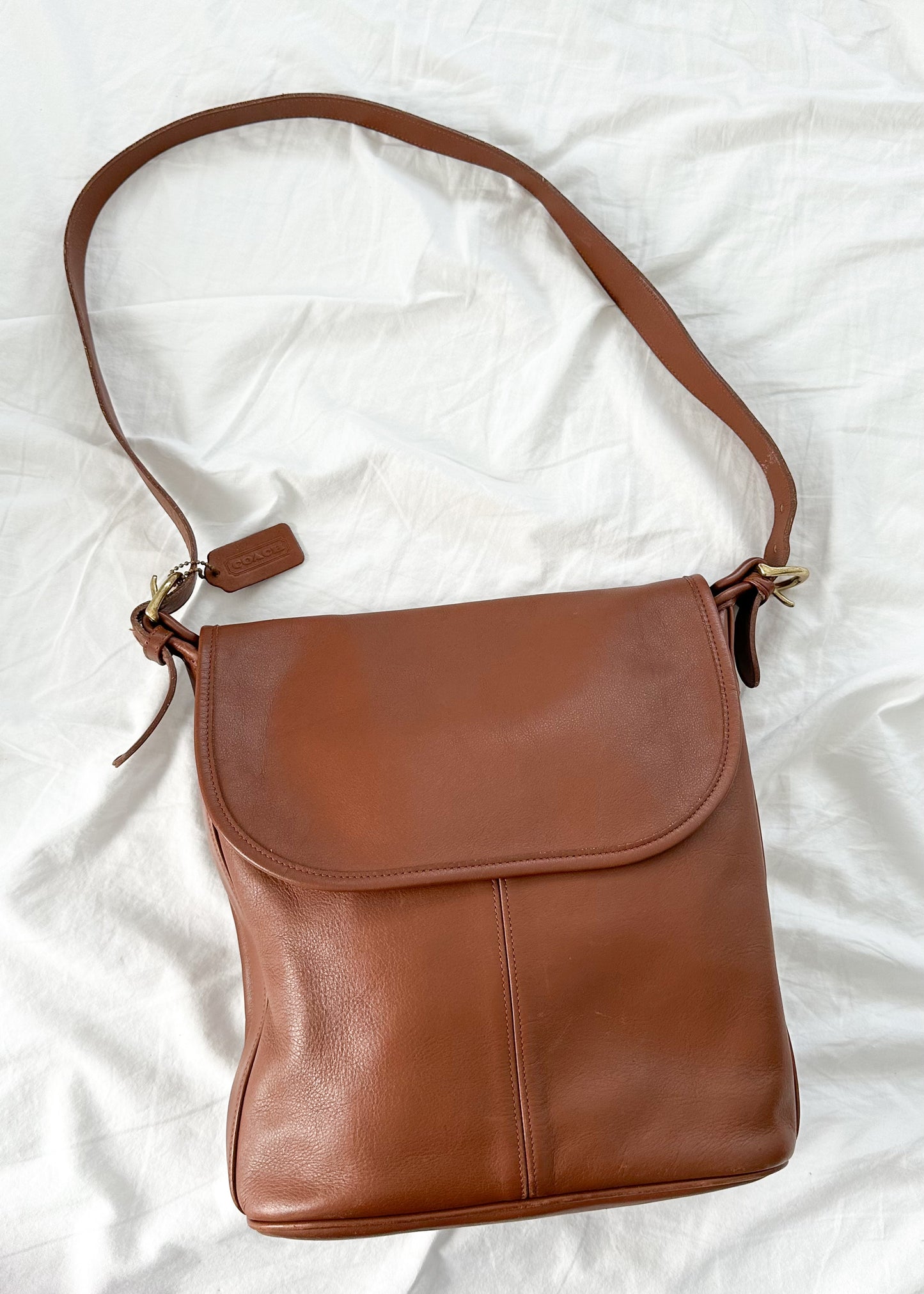 Vintage 90s Coach Whitney Bag in British Tan Leather Shoulder Purse # 4115