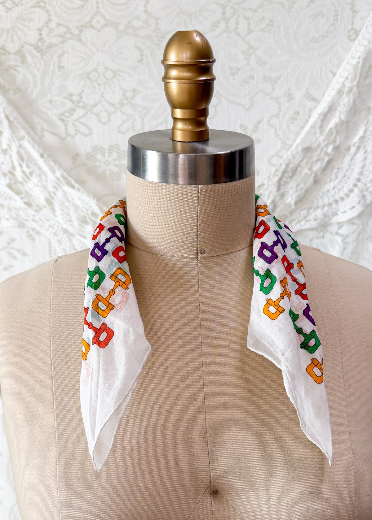 Vintage Gucci Horsebit Cotton Handkerchief Scarf