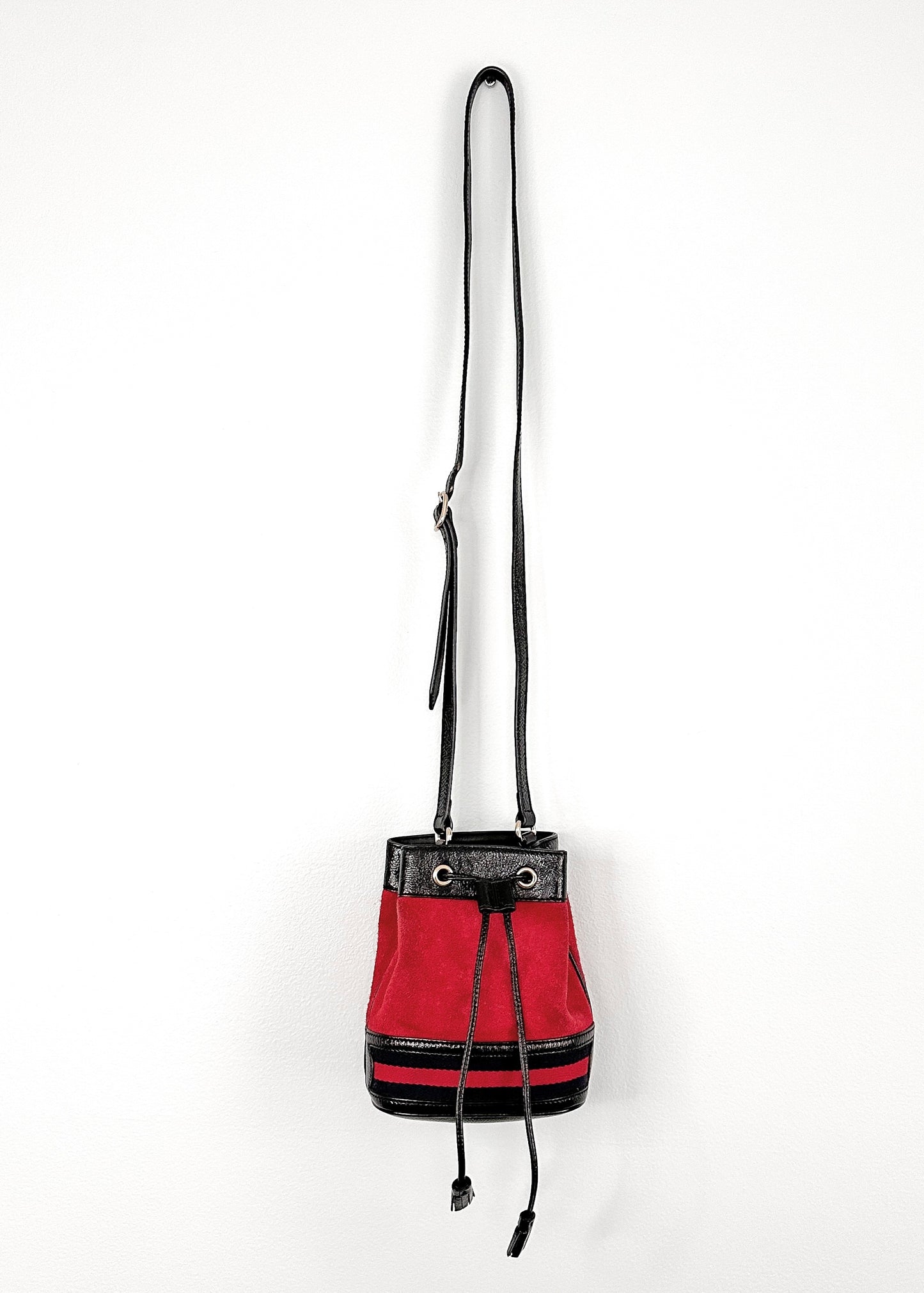 Gucci Small Ophidia Red Suede Bucket Bag Purse