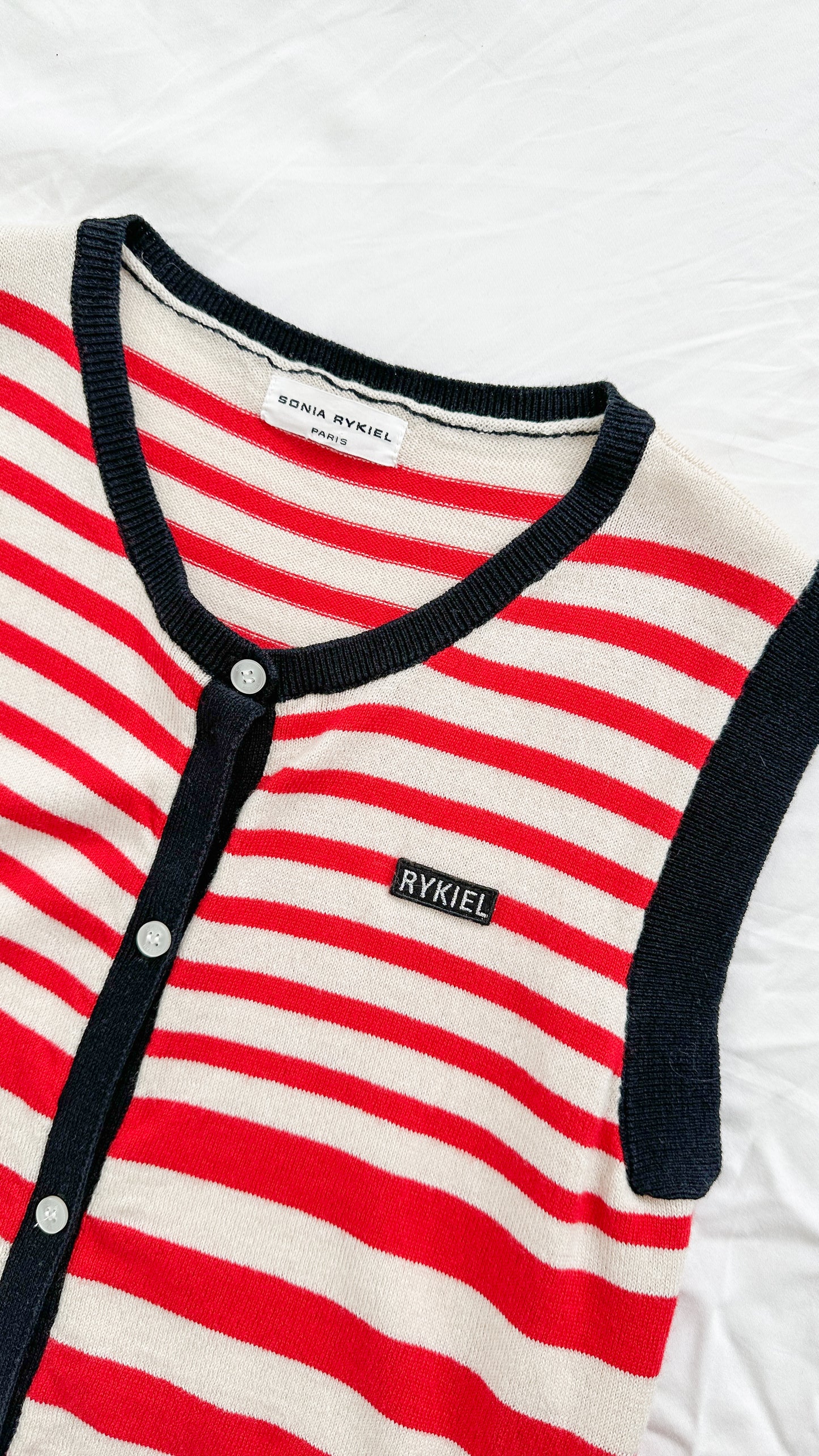 Sonia Rykiel Red Stripe Cotton Wool Button Down Knit Tunic Dress