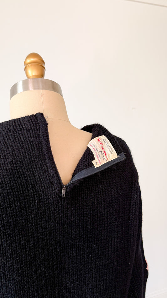 Vintage 60s 70s Mr. Thompson, Please! 100% Virgin Wool Hand Knit Floral Top (M)