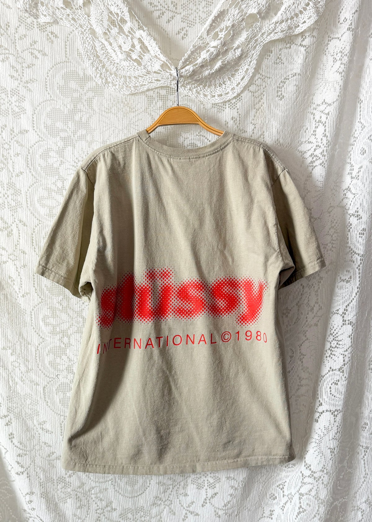 StĂĽssy Blur Tee in Khaki / Red Orange Graphic (M)