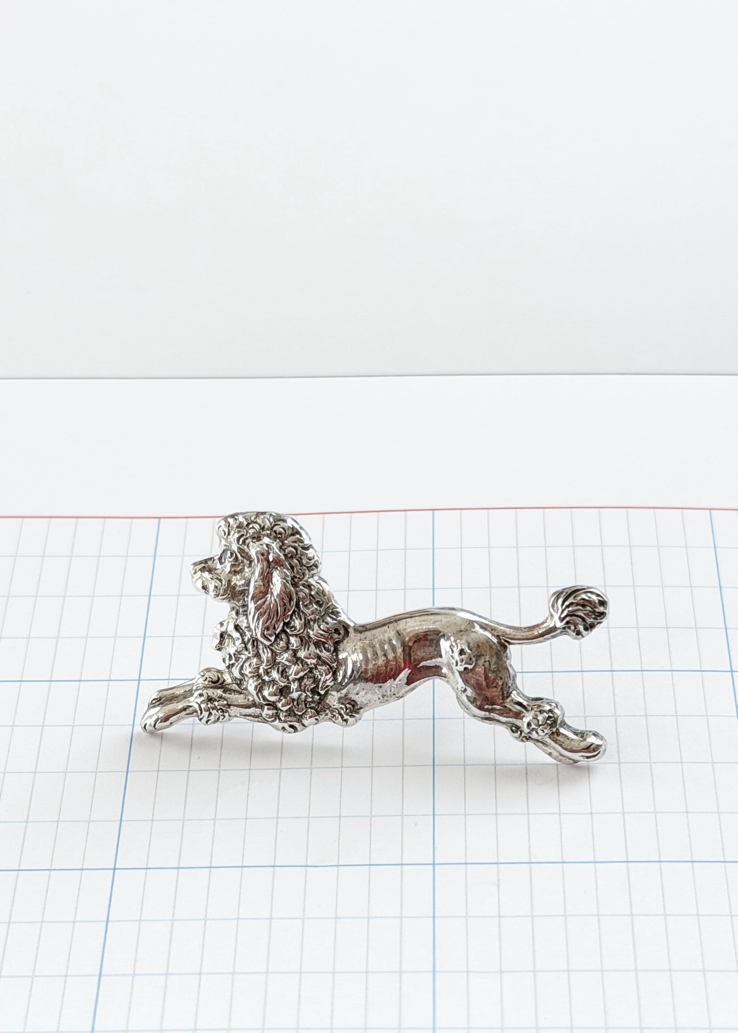 Vintage Beau Sterling Silver Standard Poodle Dog Brooch Mid-Century Animal Pin