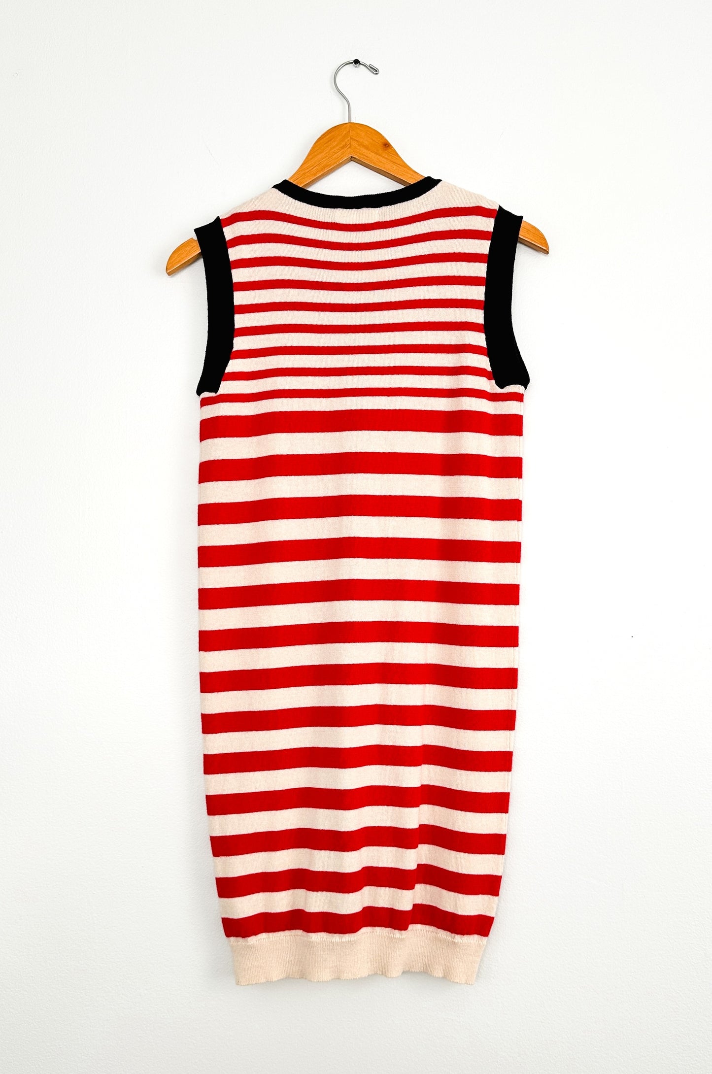 Sonia Rykiel Red Stripe Cotton Wool Button Down Knit Tunic Dress