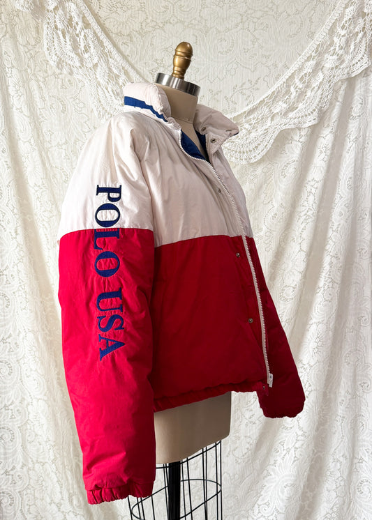 Vintage Polo Ralph Lauren Polo USA Colorblock Down Puffer Jacket (XL)