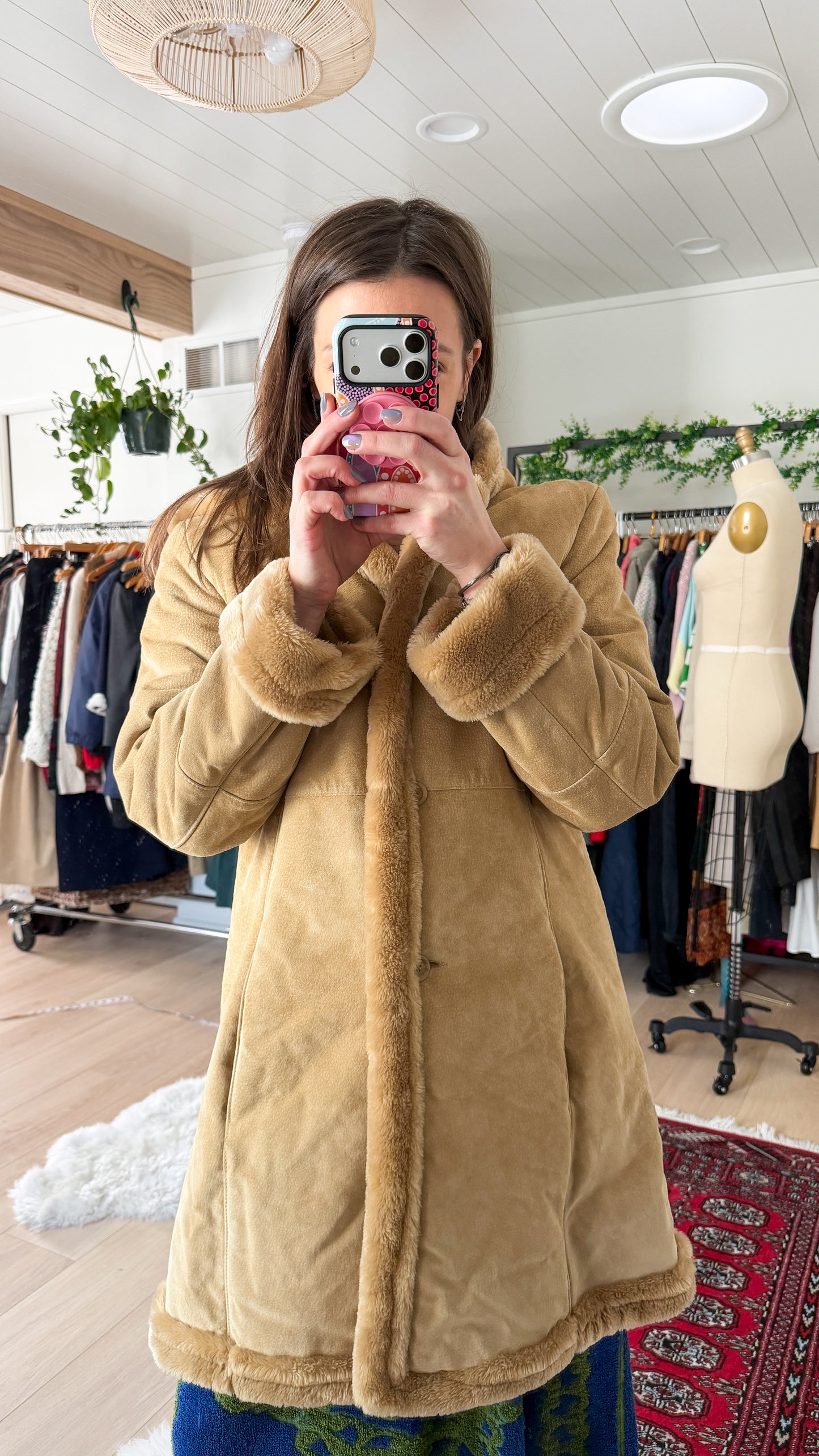 Vintage 90s Marvin Richards Brown Leather Suede & Faux Fur Winter Coat (M)