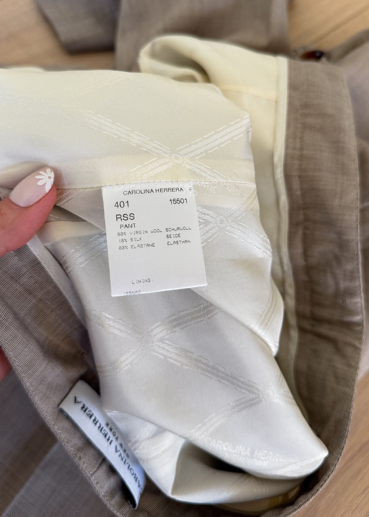 Carolina Herrera Brown Gray Virgin Wool Wide Leg Pants (14)