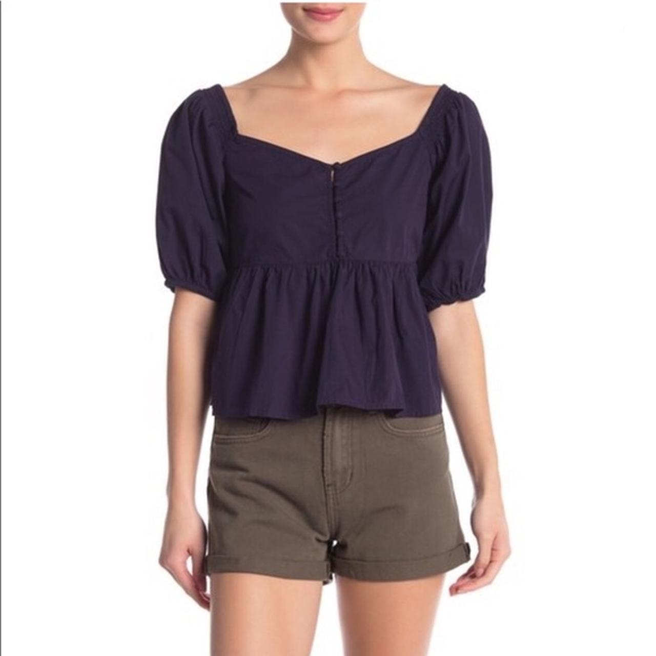 Free People Veronica Top in Navy Blue (M)
