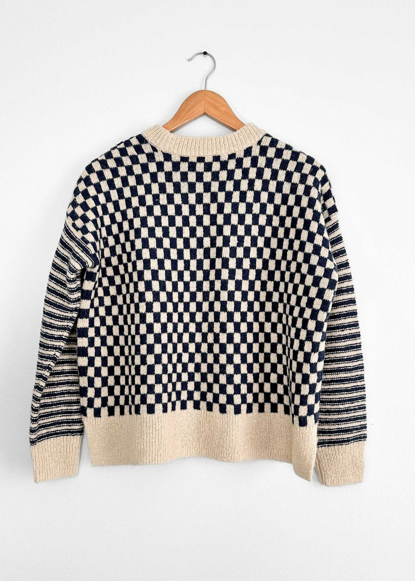 NEW Madwell Crewneck Sweater in Navy Checked Stripe (S)