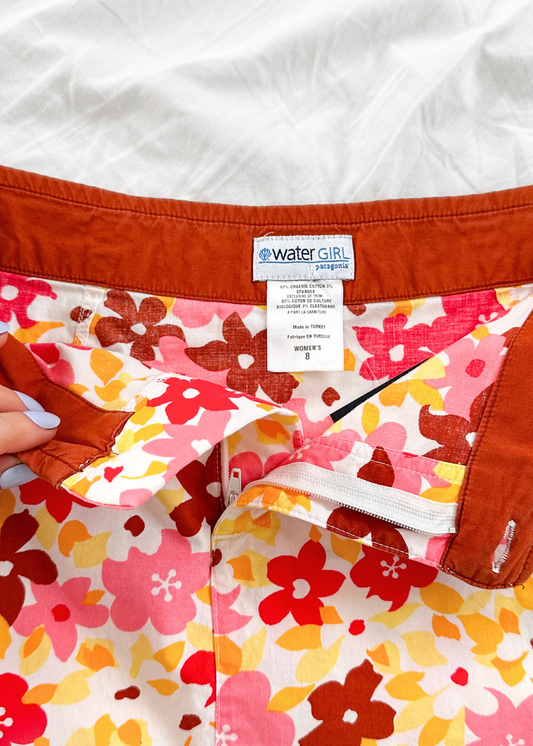 Vintage 00s Patagonia Water Girl Hawaiian Flower Print Skirt (8)