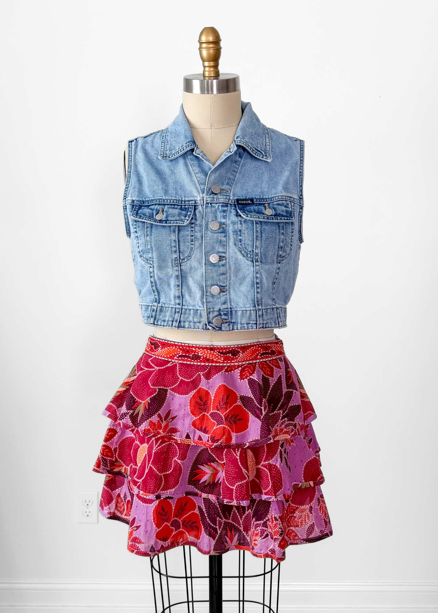 Farm Rio Light Purple Floral Ruffled Summer Mini Skirt (M)