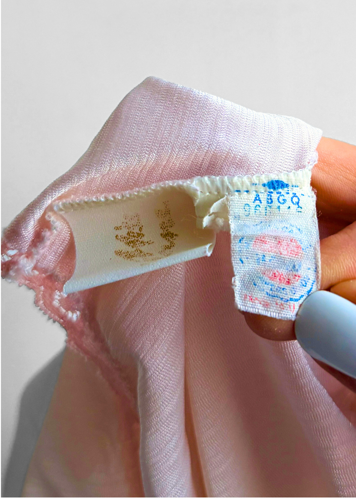 Vintage 80s Miss Elaine Light Pink Drawstring Nighty Lingerie Sleepwear