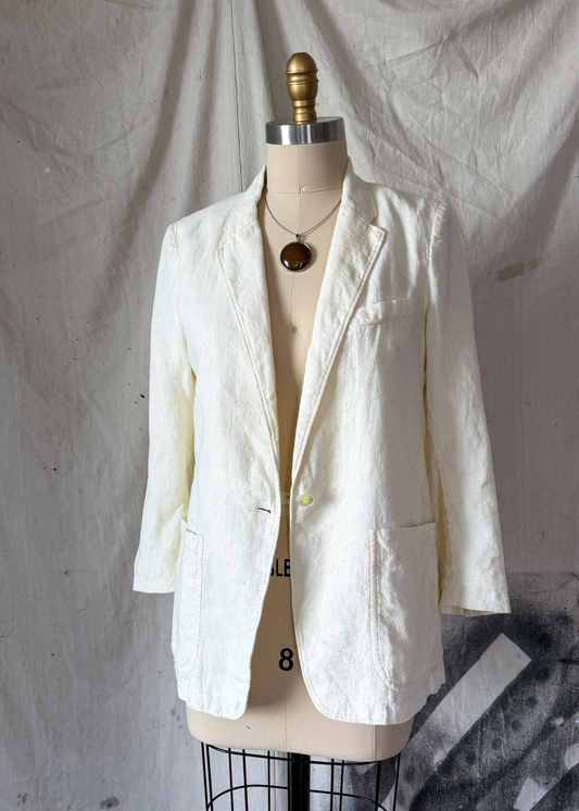 Forte_forte Linen Confetti Speckled Cream Blazer Jacket