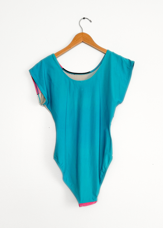 Vintage 90s Disney Mickey Mouse Blue Pink Exercise Leotard One Piece (M)