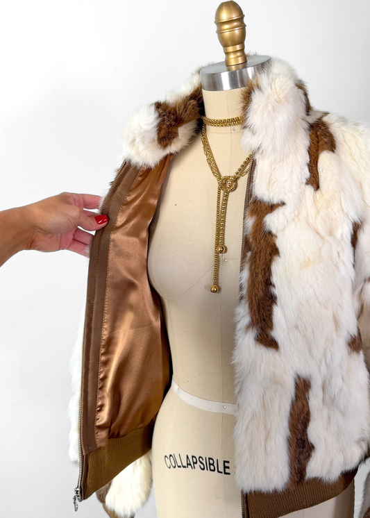 NEW Wilson's Leather Maxima Cream Brown Rabbit Fur Coat