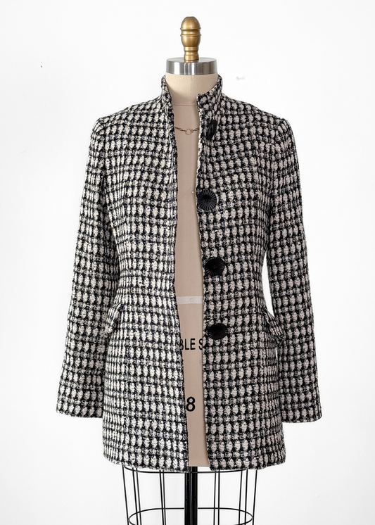 Vintage Liz Logie Black and Cream Wool Tweed Jacket (8)