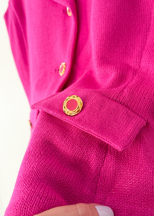 Vintage 90s St. John Pink Gold Button Knit Vest Top (L)
