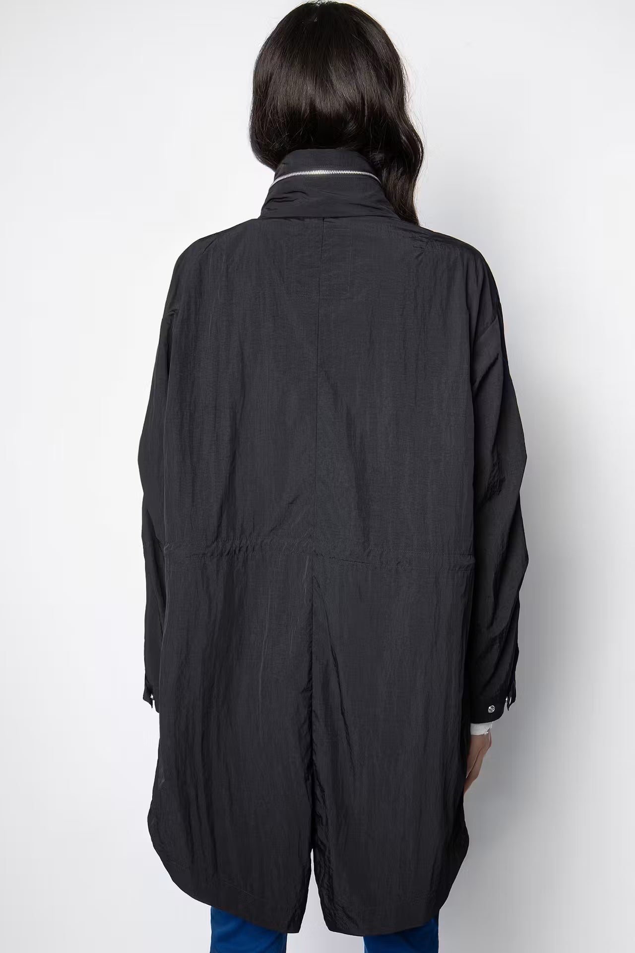 Zadig & Voltaire Black Long Kaze Nylon Parka Jacket