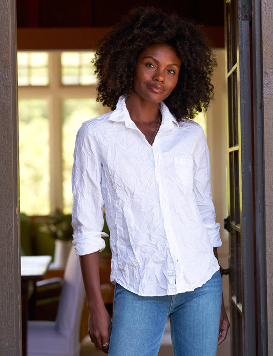 Frank & Eileen Barry Tailored Button Down in Signature Crinkle White Cotton (M)