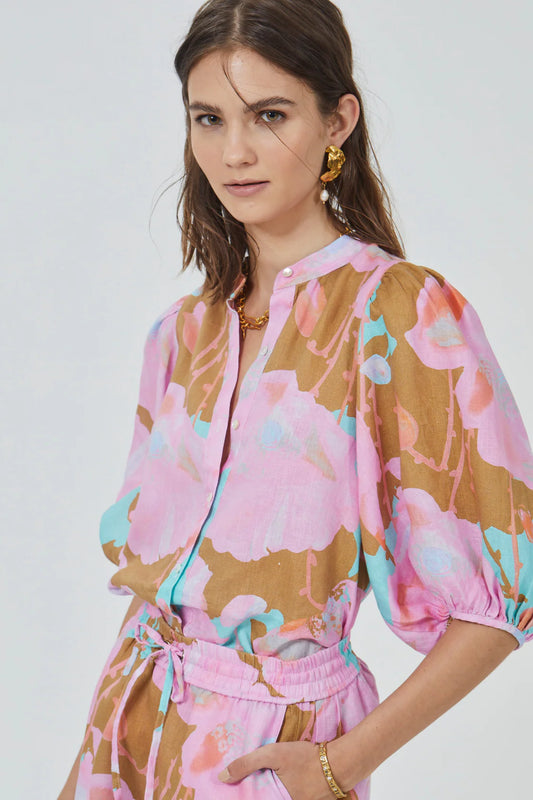 Lanhtropy Aquarela Bubble Linen Button Down Shirt (S)