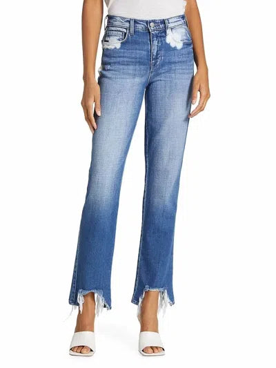 L’agence Harmon Bleach Detail High Rise Straight Leg Jeans in Montana Destruct Hem (28 or 6)
