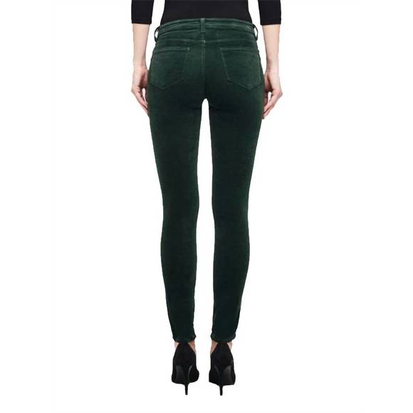 L’AGENCE Marguerite High Rise Velvet Slim Pants in Evergreen (28 or 6)
