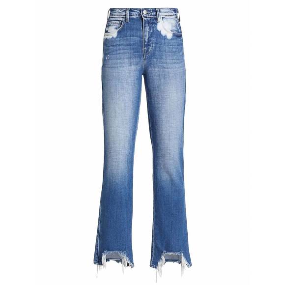 L’agence Harmon Bleach Detail High Rise Straight Leg Jeans in Montana Destruct Hem (28 or 6)