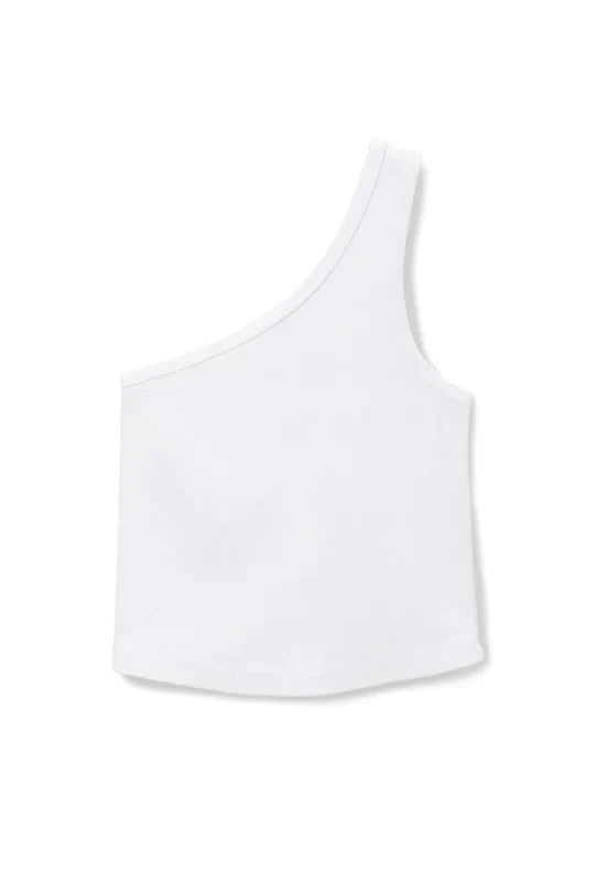 NEW Perfectwhitetee White Ribbed Blondie One Shoulder Tank Top (XS)