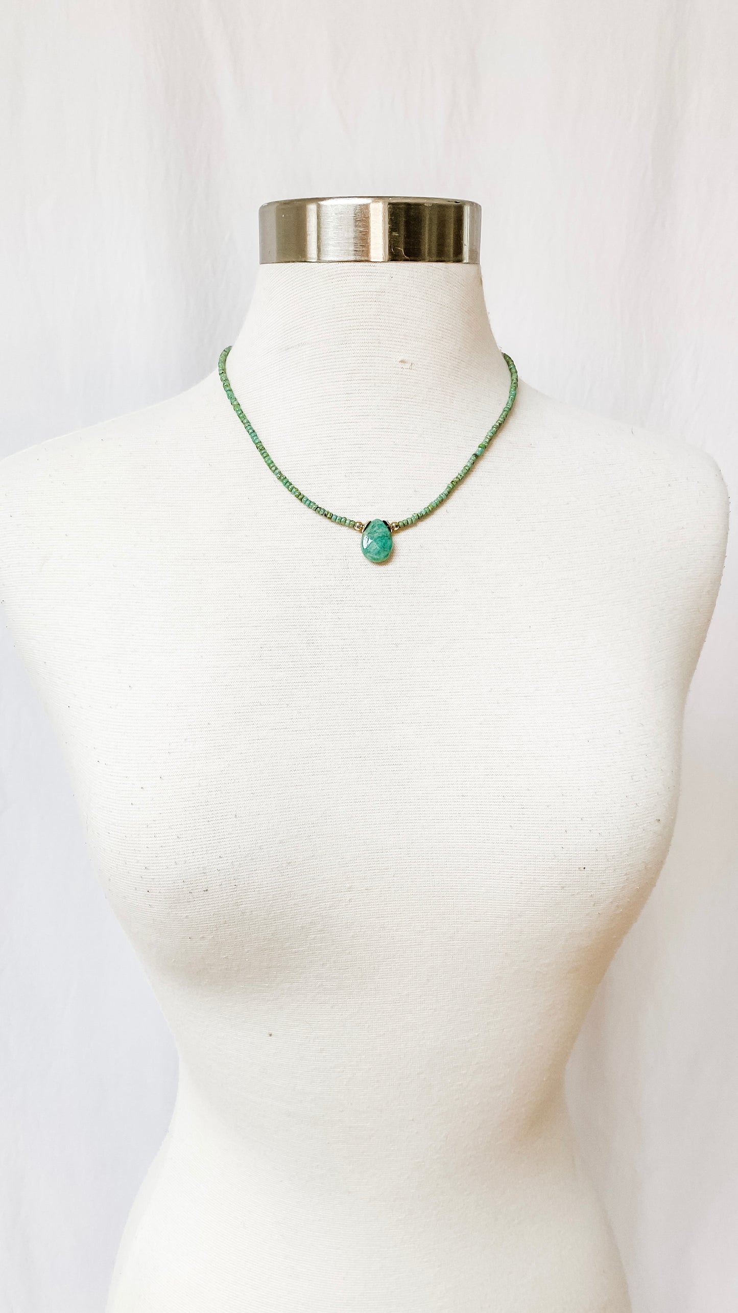 Teardrop Stone & Bead Handmade Necklace