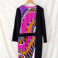 Emilio Pucci Magenta Black Purple Signature Print Silk Lined Dress (US 6)