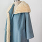 Vintage 60s Lilli Ann Powder Blue Cream Mink Collar Swing Coat