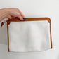 Vintage 80s Celine White & Brown Leather Pouch Clutch Purse
