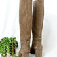 Tory Burch Contraire Suede Leather Stitched 90mm River Rock Boots (6.5)