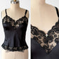 Vintage 80s Black Lace Rosette Lingerie Camisole Top (34 or S)