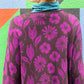 Gudrun Sjoden Purple & Brown Floral Cotton Long Cardigan Jacket (L)