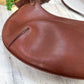 Gucci Mahogany Brown Leather Half Moon Crescent & Woven Shoulder Purse