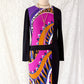Emilio Pucci Magenta Black Purple Signature Print Silk Lined Dress (US 6)