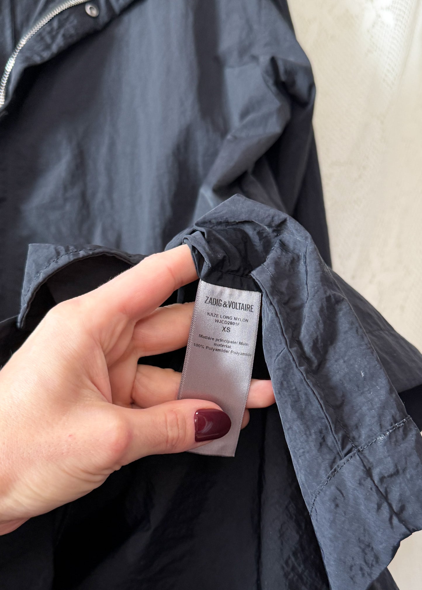 Zadig & Voltaire Black Long Kaze Nylon Parka Jacket