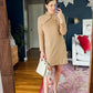 Vintage 90s Dominic Rompollo Timeless Camel Brown Shift Dress (8)