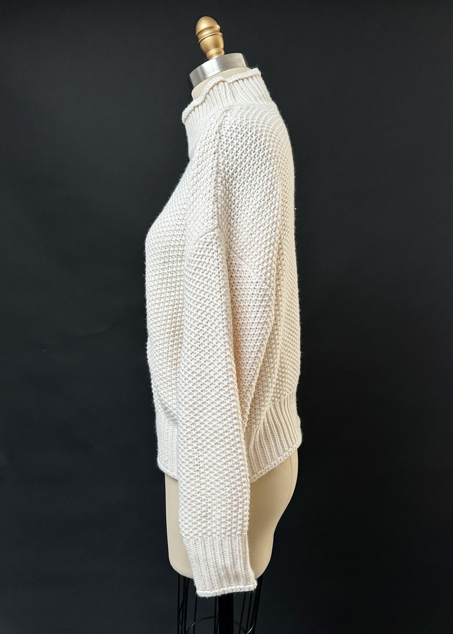 Cream Mock Neck Fishermen’s Sweater