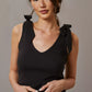 NEW Anthropologie Maeve Black Tie Shoulder Top (L)