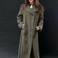 Vintage 90s Sandro Loden Green Wool Long Winter Pea Coat (16 or XL)