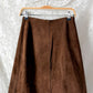 Vintage Chocolate Brown Suede A-Line Wrap Skirt